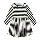 Girls Stripes Printed Long Sleeves Patchwork Casual Dress