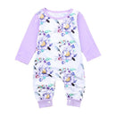 Baby Girls Patchwork Floral Printed Long Sleeves Romper