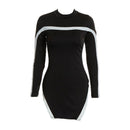 Women Patchwork Design Color Blocking Irregular Tight Dress