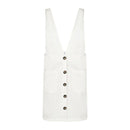 Women Casual Style Solid Color Single-breasted Suspender Skirt