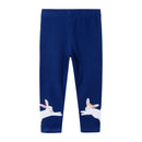 Girls Cartoon Bunny Applique Soft Leggings