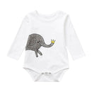 Babies Cotton Cute Elephant Printed Long Sleeves Bodysuit