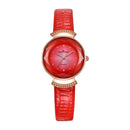 Fashion Women Candy Color Leather Band Unique Mirror Plate Quartz Watch