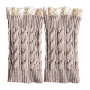 Women Lace Edge Shin Warmer Handmade Knitted Short Length Leg Warmers