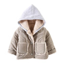 Baby Casual Cotton Patchwork Hooded Fleece-lined Warm Coat