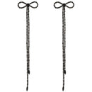 Fashion Exaggerated Long Tassel Design Women Bowknot Earrings