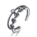 Fashion Women Vintage Style Antique Sterling Silver Adjustable Ring