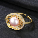 Elegant Women Luxury Real Pearl 925 Silver Adjustable Ring