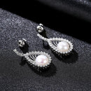 Fashion Luxury Drop Shape Hollow Sterling Silver Pearl Earrings