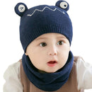 2 Pcs Set Babies Frog Pattern Woolen Knitted Hat And Scarf