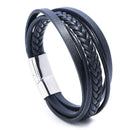 Fahion Solid Color Leather Braided Design Men Multilayer Bracelet