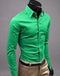 2018Men Shirt Long Sleeve Fashion Mens Casual Shirts Cotton Solid Color Business Slim Fit Social Camisas Masculina RD464-Fruit green-Asia XL 64 to 69kg-JadeMoghul Inc.