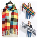 2019 Hot sale plaid cashmere women scarf winter warm shawl and wraps bandana pashmina soft long tassel female foulard bufandas AExp