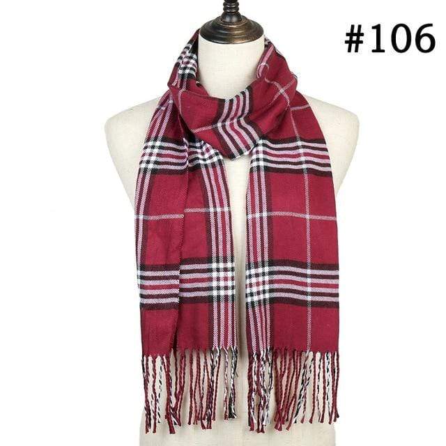 2019 Hot sale plaid cashmere women scarf winter warm shawl and wraps bandana pashmina soft long tassel female foulard bufandas AExp