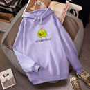 2019 Winter Harajuku Couple Sweatshirt Cute Cartoon Avocado Print Women Hoodies Korean Fashion Streetwear Female Pullovers Coats AExp