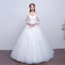 New Design Women Romantic Lace Flower Slimming Floor Length Wedding Gown
