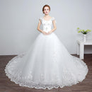 Women Romantic Sweep Length Train Sleeveless Flower Lace Wedding Gown