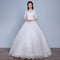 Women Classic Jewel Neck Half Sleeves Sweet Lace Floor Length Wedding Gown