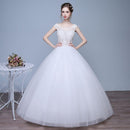 Fashion Elegant Scoop Neck Design Women Sleeveless Lace Floor Length Wedding Dress