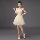 Fashion Champagne Color Sleeveless Tutu Pattern Bridesmaid Cocktail Dress