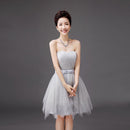 Fashion Silver Grey Color Sleeveless Tutu Pattern Bridesmaid Cocktail Dress
