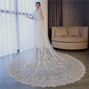 3.5*3m Women Romantic Large Size Sweep Length Train Lace Bridal Veil
