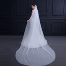 3m Double Layers Simple Design Women Sweep Length Train Veil