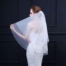 Elegant Women Simple Double Layers Design Medium Length Wedding Veil
