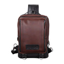 Casual Men Outdoor Sports Wear Solid Color PU Square Chest Pack