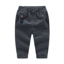 Boys Cotton Solid Color Applique Slim Fit Pants