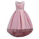 Elegant Girls Flower Embroidered Sleeveless Trailing Dress