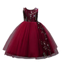 Girls Fresh Flower Embroidered Party Wedding Tutu Dress