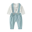 2 Pcs Baby Cotton Letters Printed T-shirts And Solid Color Rompers
