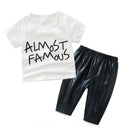 Baby Cotton Letters Printed Short Sleeves Tops And Pants Set