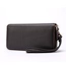 Businessmen Top Grade Solid Color Genuine Leather Zipper Purse