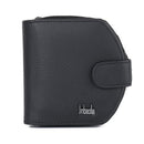 Creative Half Round Shape Solid Color Women Trifold Genuine Leather Wallet