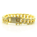 Fashion Men 12mm Width Shiny Rhinestone Unique Lock Rap Bracelet