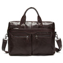 Businessmen High Quality Solid Color Genuine Leather Square Shape Briefcase