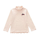 Girls Simple High Collar Stripes Printed Tops