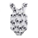 Baby Cotton Deer Printed Ruffle Sleeves Bodysuit