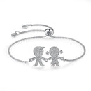 Romantic Couple Gift Jewelry Cartoon Boy And Girl Pattern Brass Bracelet