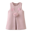 Lovely Girls Sleeveless Fuzzy Ball Cat Pattern Suspender Dress
