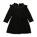 Pretty Girls Black Long Sleeves Standing Collar Dress