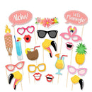 21 Pcs Flamingo Theme Party Supplies Photo Booth Props
