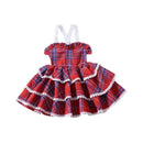 Cute Girls Cotton Stripes Printed Patchwork Spaghetti Straps Dress