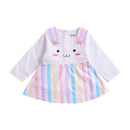 Little Girls Cotton Cartoon Pattern Long Sleeves Dress