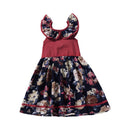 Little Girls Cotton Floral Printed Vintage Style Dress