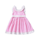 Girls Cotton Pink Plaid Printed Ruffle Design Dress