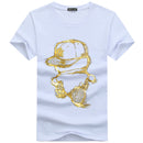 Men Cotton Bronzing Design Short Sleeves Tops