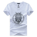 Men Cotton Owl Printed Large Size Tees